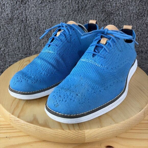 Cole Haan ØriginalGrand Stitchlite Wingtip Oxford Mens Size 10 Blue Knit Shoes - Picture 2 of 9